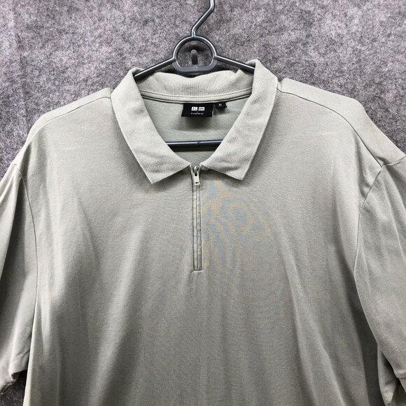 Uniqlo x Theory Airism Polo Shirt Mens XL Short Sleeve 1/4 Zip Sage Green - Picture 3 of 9